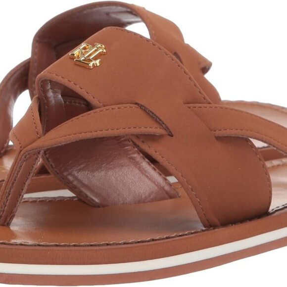 Women's Sandal Tan Nubuck PU Open Toe Slip-On Rubber Sole Comfortable - Picture 7 of 8